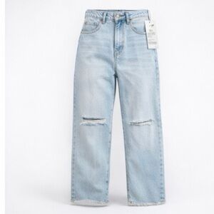 PacSun 90’s Boyfriend Jeans Size 28 Light Wash Distressed Raw Hem NWT